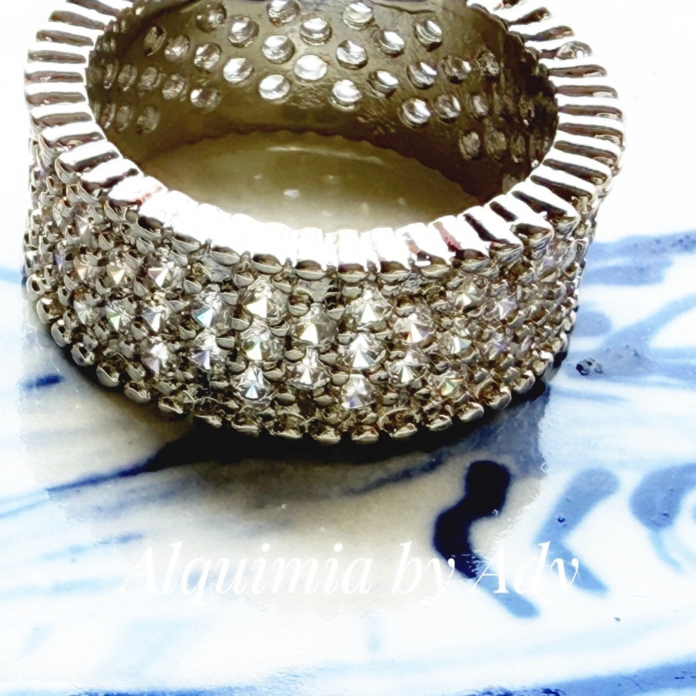 PINKY RING 💍 + Silver Crystal Pavé Wide Band Ring